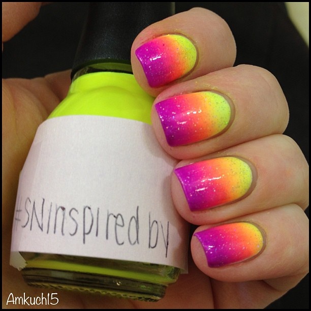 Neon Rainbow Nails