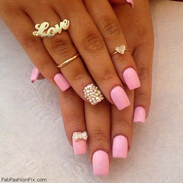 Nude Nails With Pearls