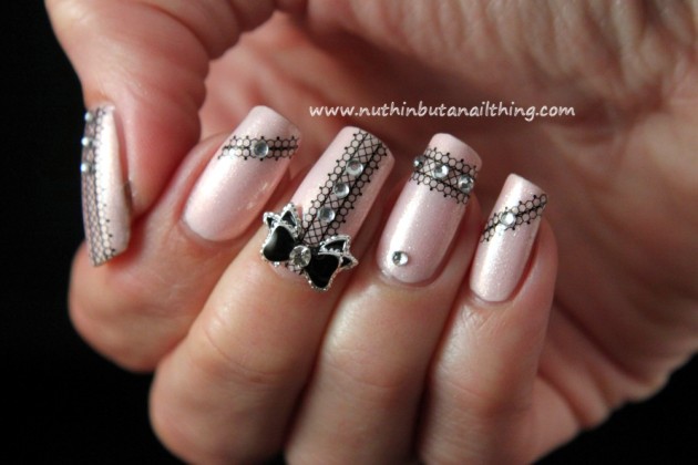 Pink Lace Nail Art Idea