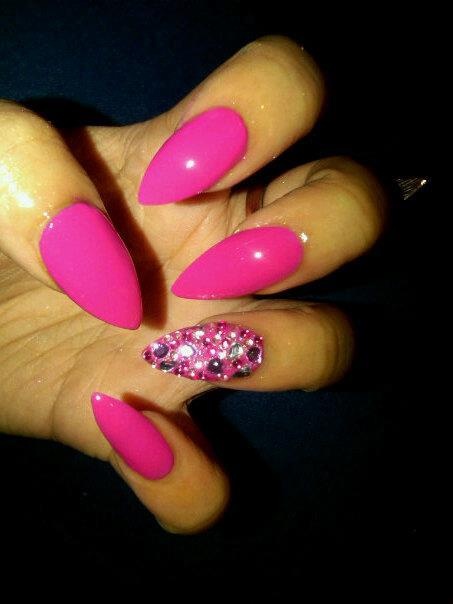 Pink Nails with Gems
