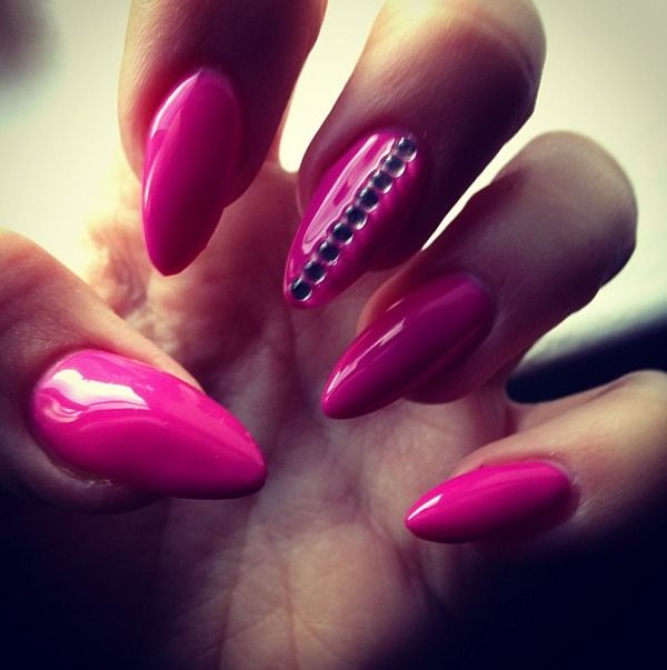 Pink Nails with Studs