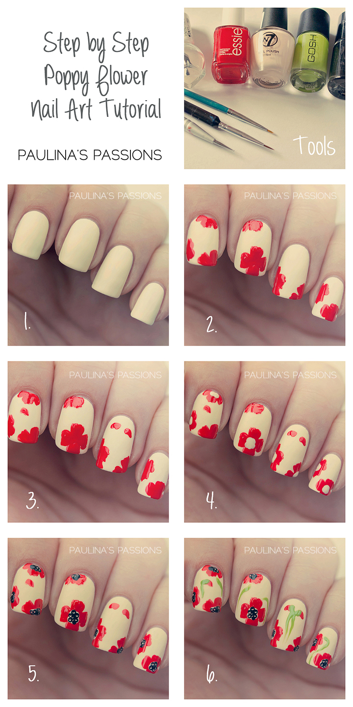 Poppy Flower Nail Art Tutorial