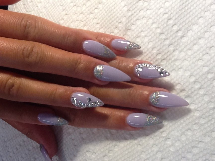 Purple Embellished Gem Nails