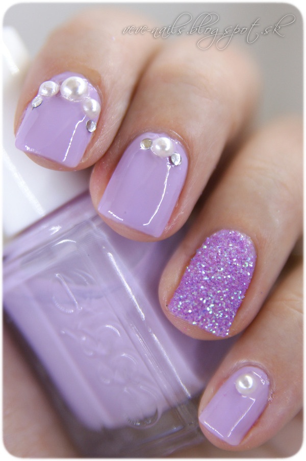 Purple Embellished Gem Nails