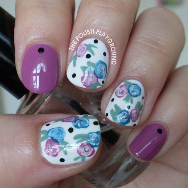 Purple Flower Nail Designs