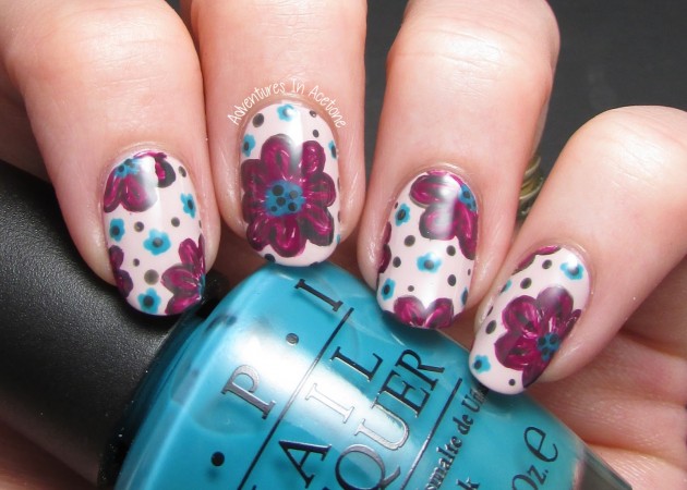 Purple Flower Nail Designs