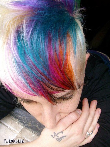 Rainbow Highlights for Short Hair