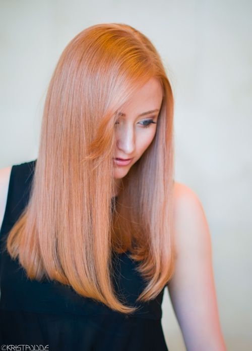 Rose Gold Long Straight Hair