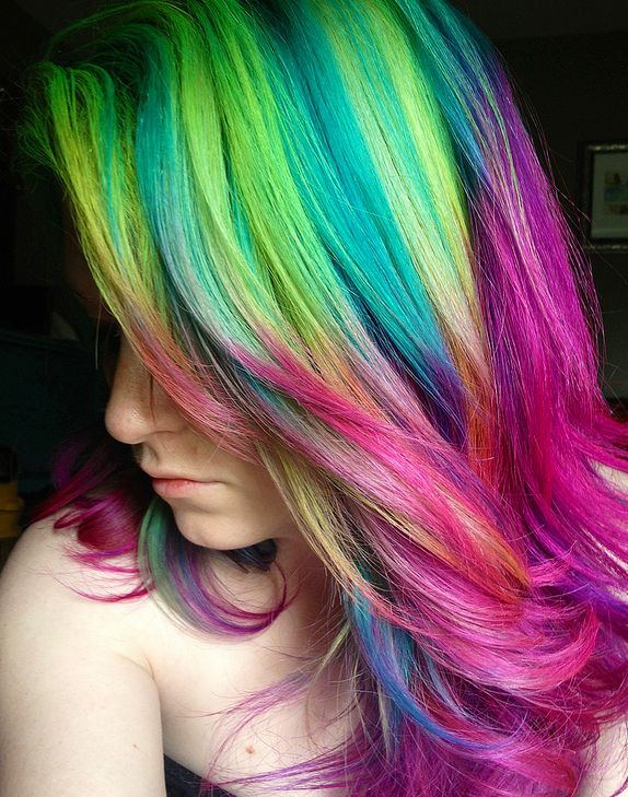 Sexy Ombre Hairstyles with Rainbow Colors