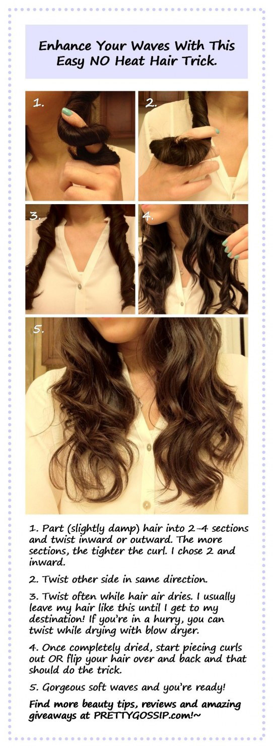Twist your hair into sections for easy curls or waves