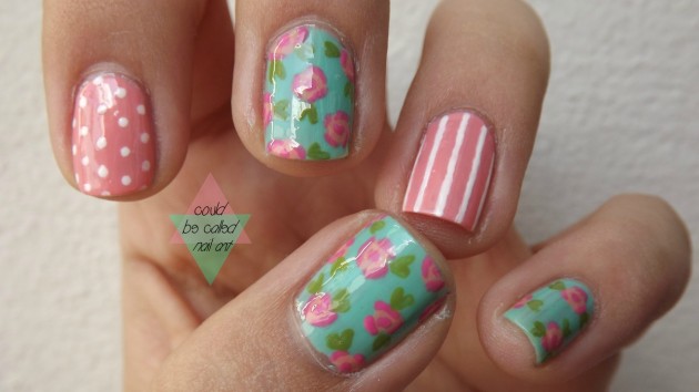 Vintage Flower Nail Designs