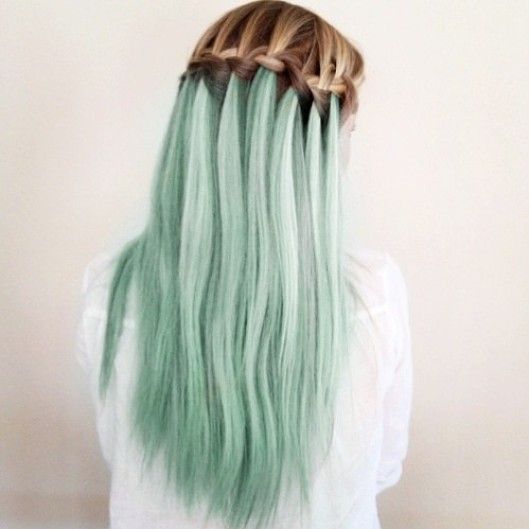 Waterfall Braid for Mint Hair