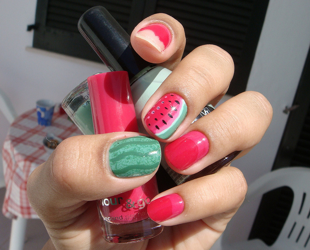 Watermelon Print for Summer Fruit Nail Designs