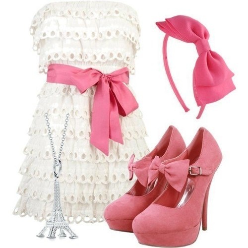 White and Pink Outfit with a Bow