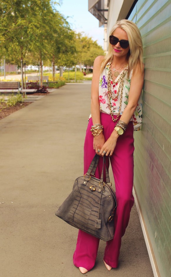 Grape-hued Palazzo Pants