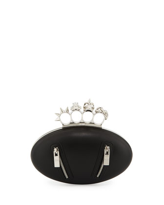 Alexander McQueen Biker Oval Knuckle Clutch Bag