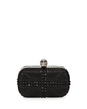 Alexander McQueen Britannia Skull-Clasp Studded Clutch Bag