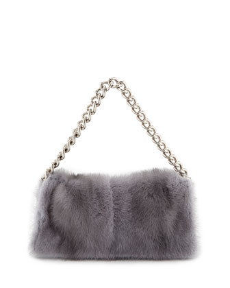 Alexander McQueen Folded Fur Clutch Bag, gray