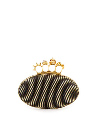 Alexander McQueen Studded Oval Knuckle Clutch Bag