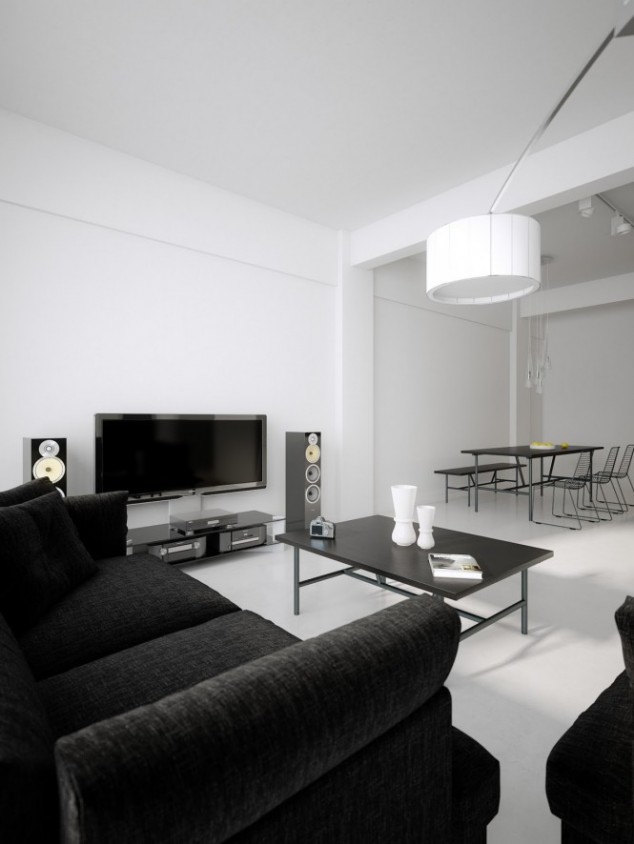 Black Furniture and White floor