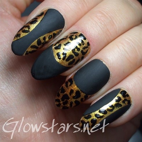 Black and Golden Nails Art Design
