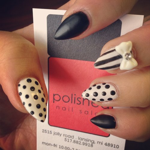 Black and White Stiletto Nails