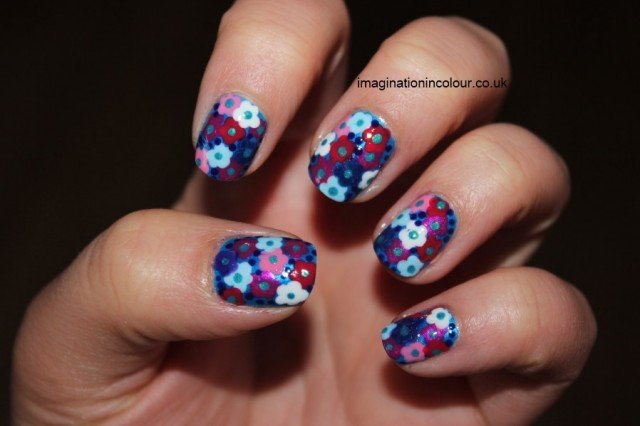 Blue Floral Nail Design