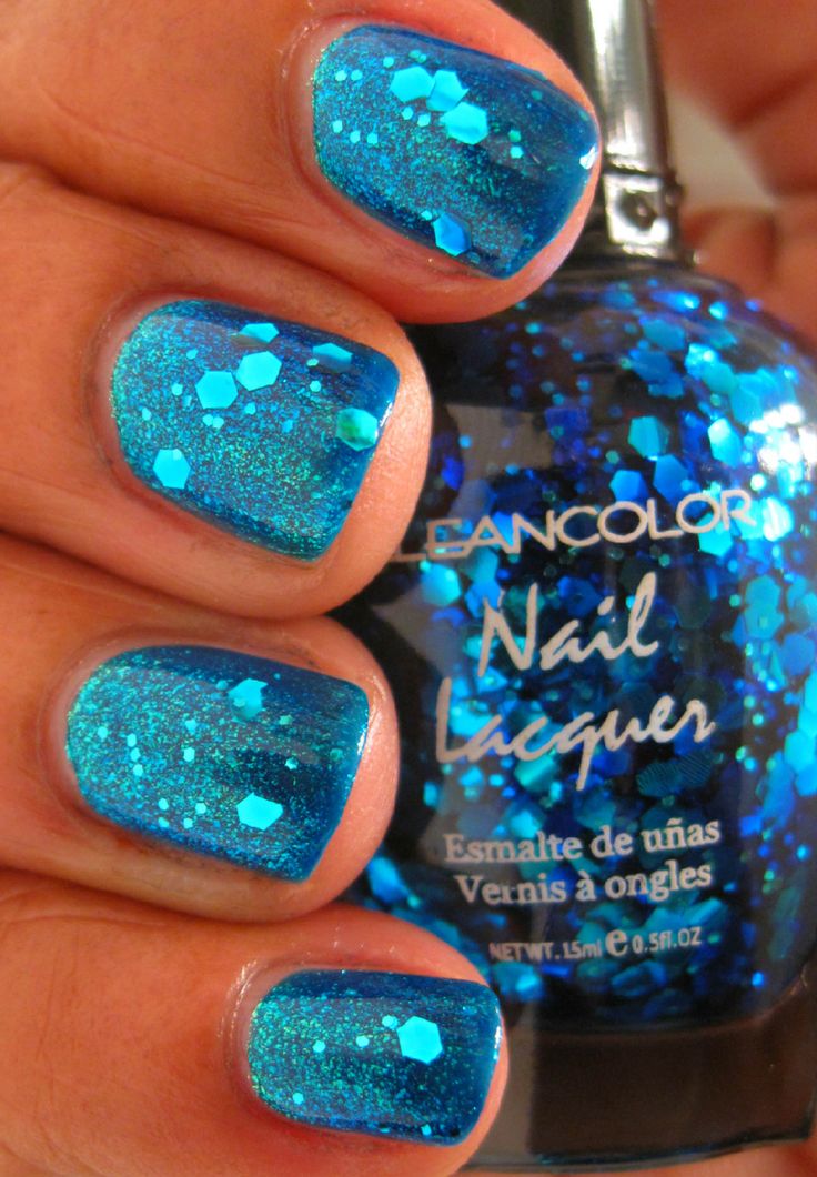 Blue Glitter Nails