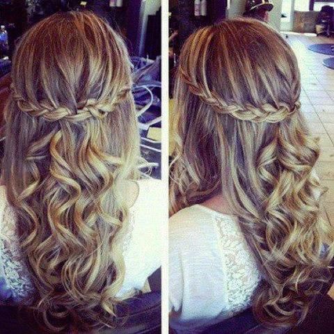 Braided Golden Curly Hairstyle for Prom