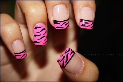 Bright Pink Animal Print Nail Art Design