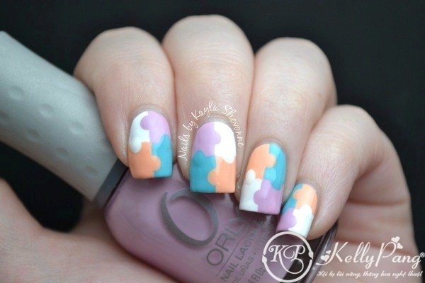 Pastel Color Block Nail Design