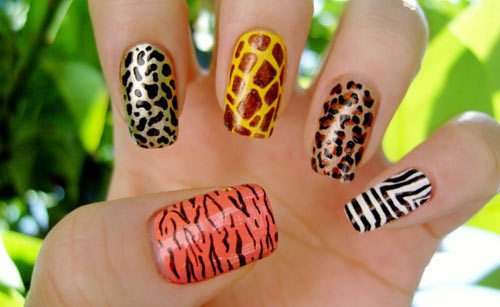 Colorful Animal Print Nail Art Design