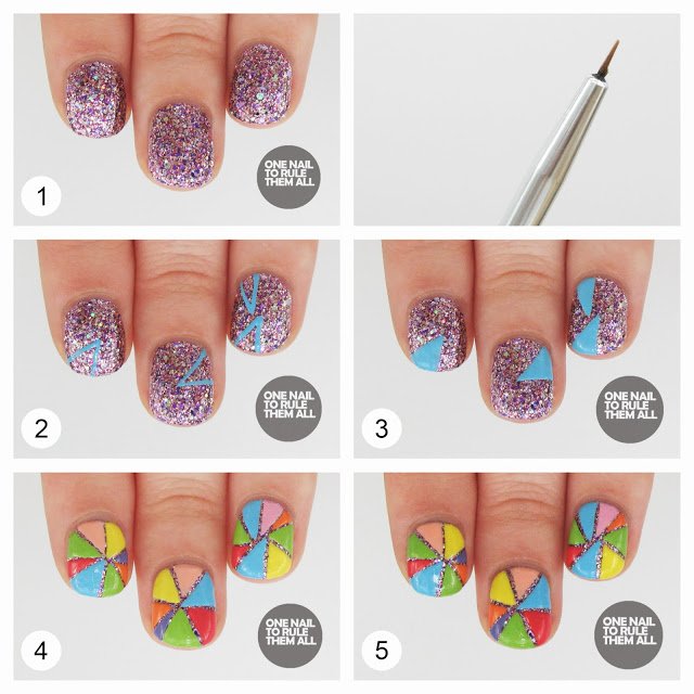 Colorful Patterned Nail Design