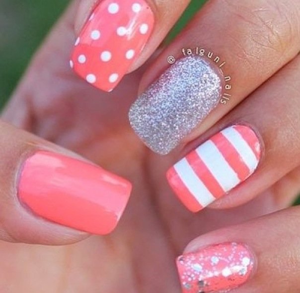 Coral Nail Design Idea