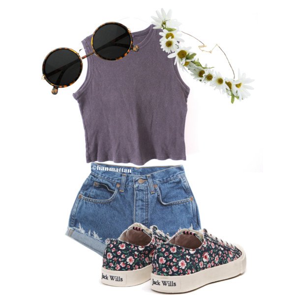 Crop Top Outfit Idea with Denim Shorts