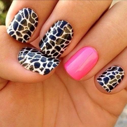 Embellished Animal Print Nail Art Design