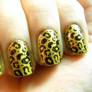 Gold Animal Print Nail Art Design