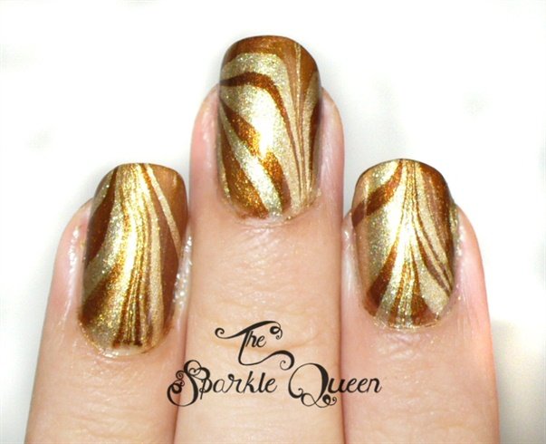 Golden Textured Nails Art Design