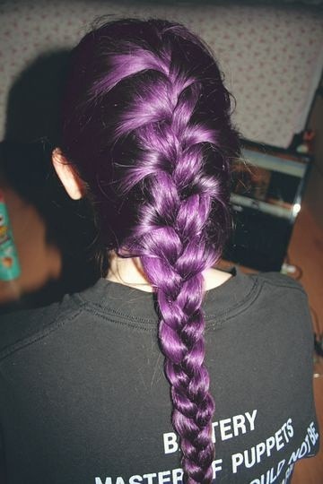 Long Braided Hairstyle for Purple Hair