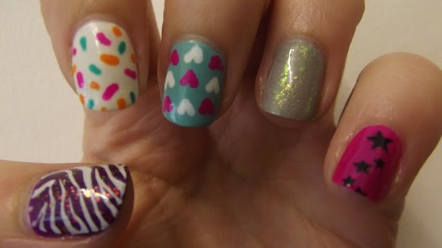 Mini-print Mismatched Nail Designs