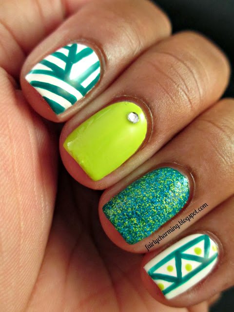 Mint Mismatched Nail Designs