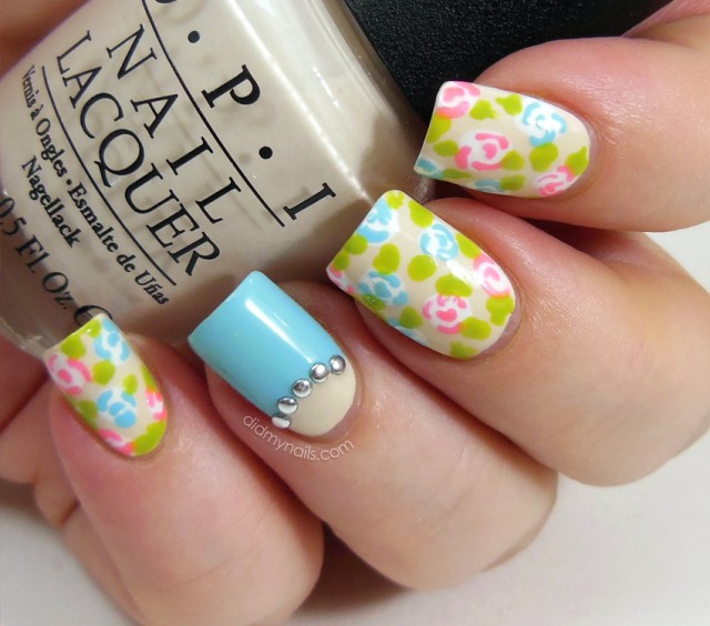 Pastel Color Floral Nail Design