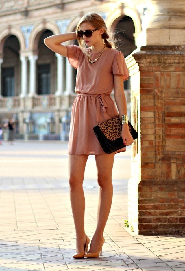 Pink Chiffon Short Dress