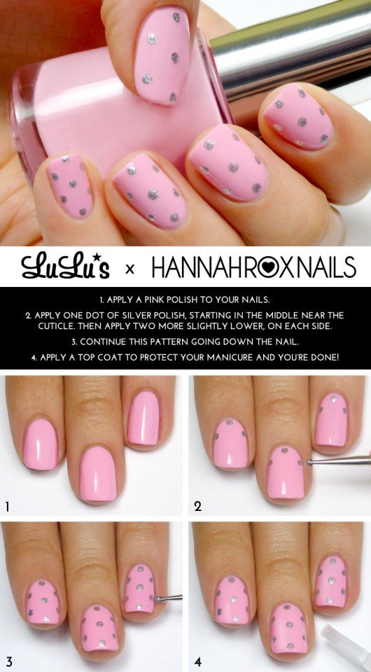 Pink Dotted Nail Design