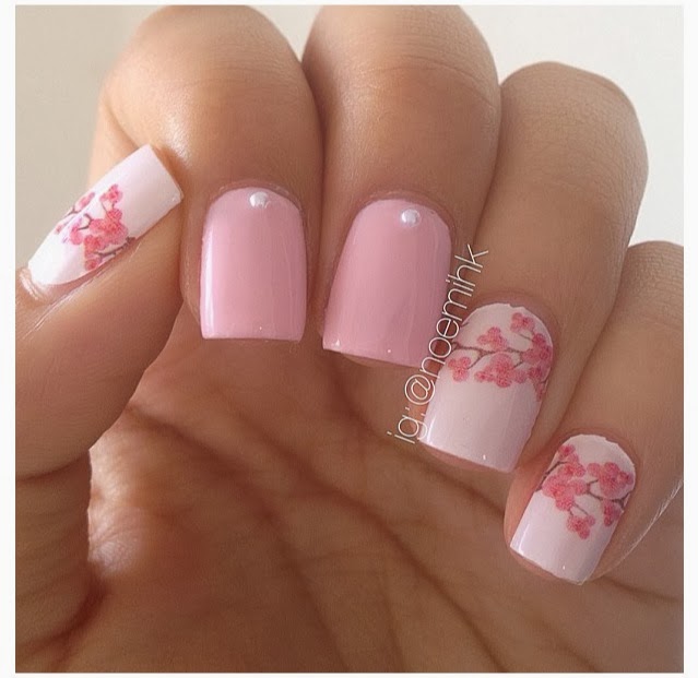 Pink Floral Nail Design