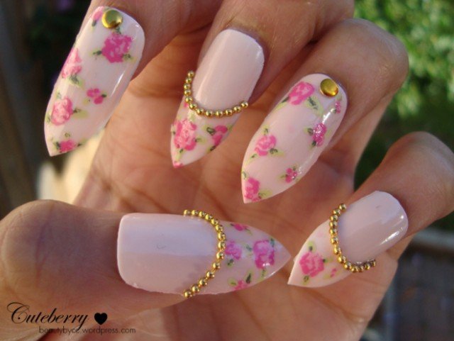 Pink Floral Nail Design