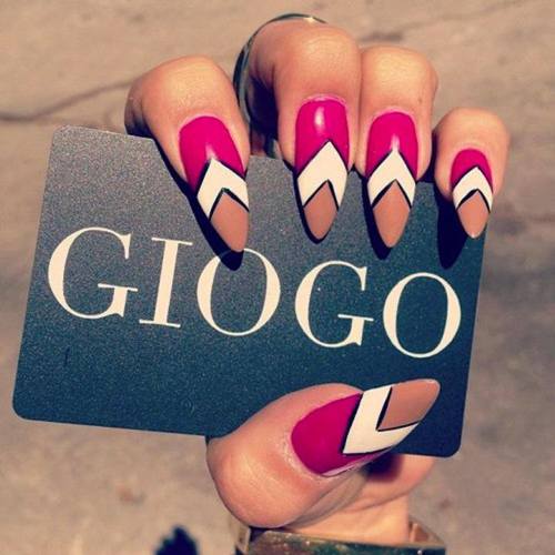 Stripped Stiletto Nails