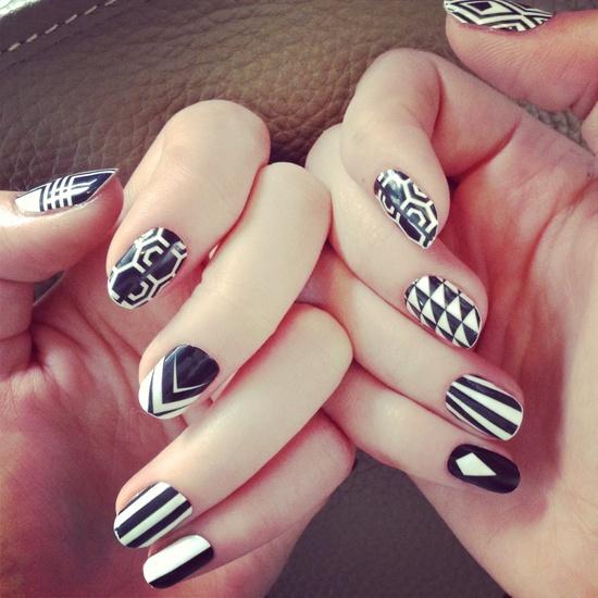 Tribal Mismatched Nail Designs