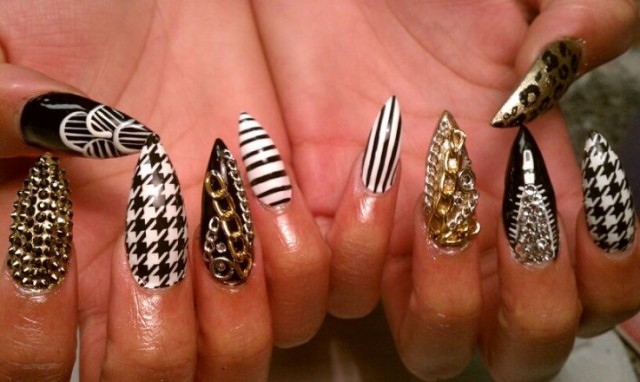 Tribal Stiletto Nails