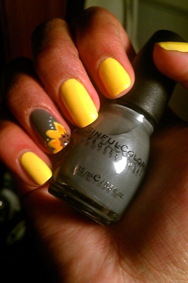 Yellow and Grey Nails